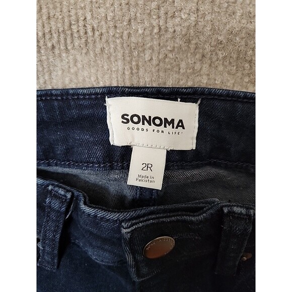 Sonoma Curvy High Rise Straight Jeans Womens 2 Blue Dark Wash Stretch NEW - Picture 8 of 10